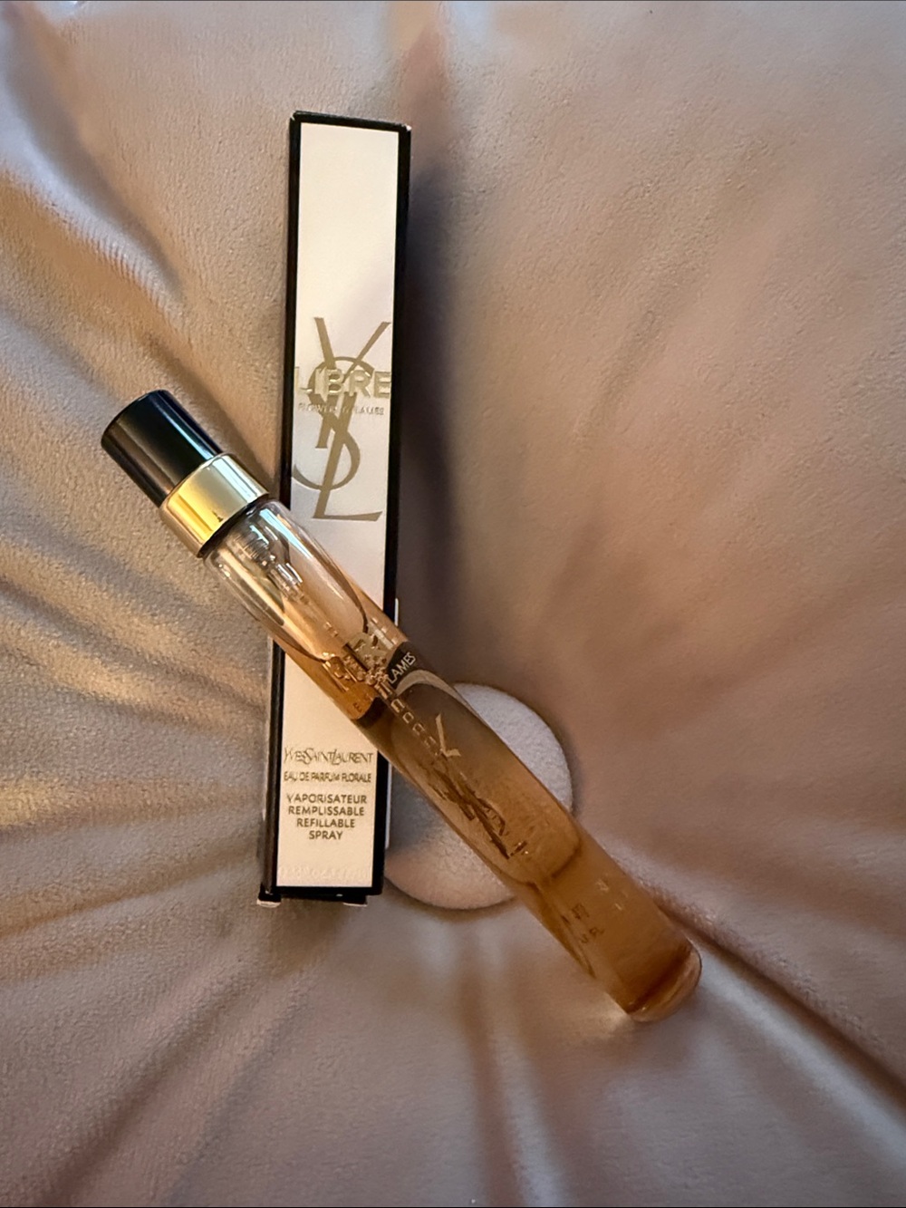 Yves Saint Laurent Gold and Black Refillable Spray Vial